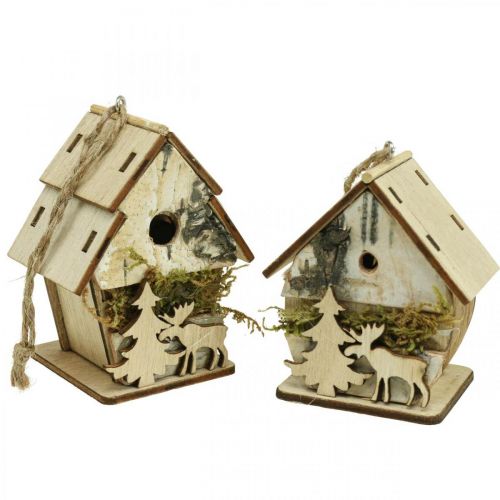 Prodotto Ciondolo natalizio casette decorative in legno H6.5/7.5cm 4pz
