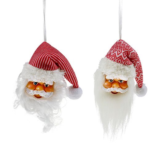 Floristik24 Ciondolo di Natale Testa di Babbo Natale 14cm, 20cm 2pz