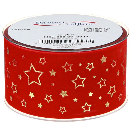 Prodotto Nastro natalizio rosso con stelle bordo filo 60mm 20m