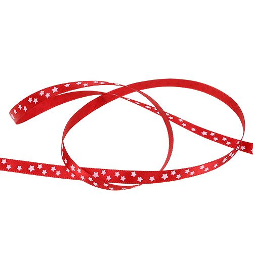 Floristik24 Nastro natalizio rosso con stelle 6mm 20m