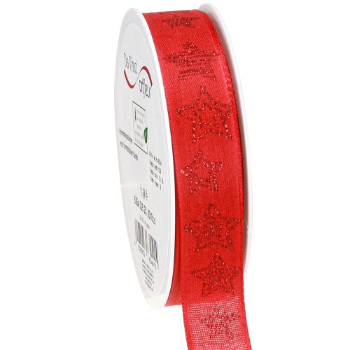 Prodotto Nastro natalizio rosso con stelle scintillanti nastro 25mm 18m