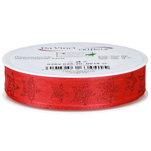 Prodotto Nastro natalizio rosso con stelle scintillanti nastro 25mm 18m