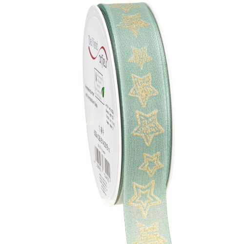Floristik24 Nastro natalizio stelle nastro regalo turchese 25mm 18m