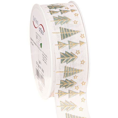 Floristik24 Nastro natalizio abete nastro regalo oro bianco 40mm 18m