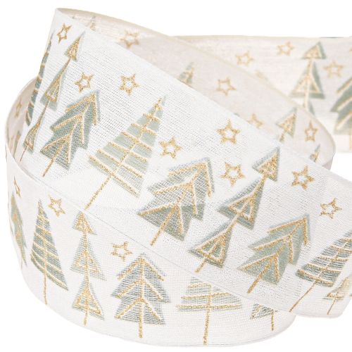 Prodotto Nastro natalizio abete nastro regalo oro bianco 40mm 18m