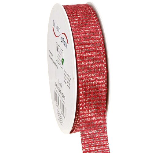 Nastro natalizio con fili d&#39;oro nastro regalo rosso 25mm 20m
