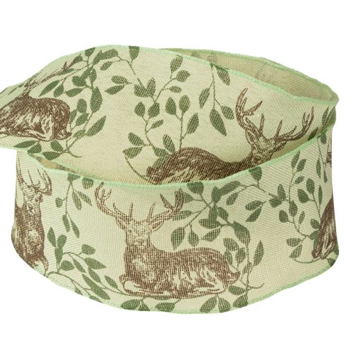 Prodotto Nastro natalizio con motivo cervo nastro verde chiaro 40mm 20m