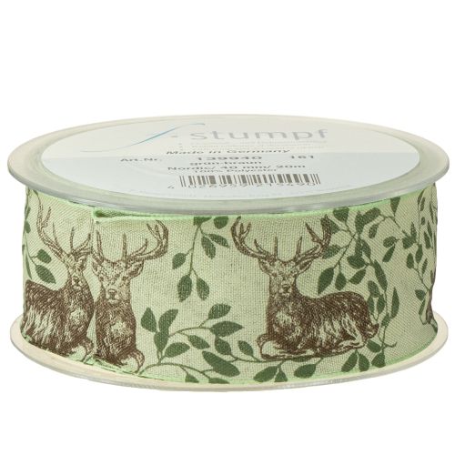 Prodotto Nastro natalizio con motivo cervo nastro verde chiaro 40mm 20m