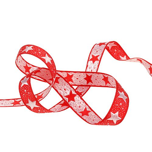 Floristik24 Nastro natalizio con stelle rosso 15mm 20m