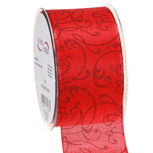 Prodotto Nastro natalizio con ornamenti floreali rosso 60mm 15m
