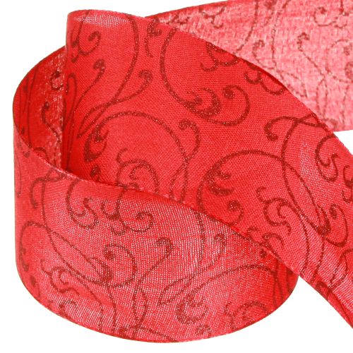 Prodotto Nastro natalizio con ornamenti floreali rosso 60mm 15m