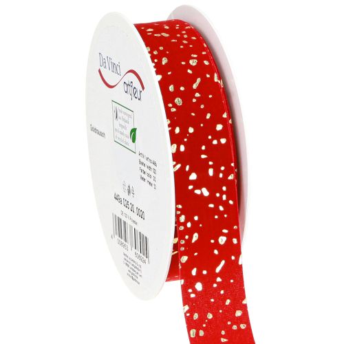 Floristik24 Nastro natalizio con puntini dorati, rosso, 25 mm, 20 m