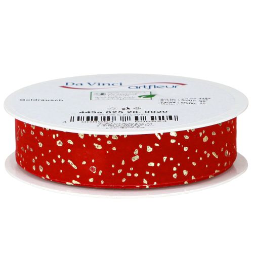 Prodotto Nastro natalizio con puntini dorati, rosso, 25 mm, 20 m