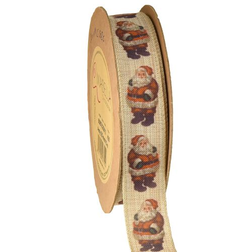 Nastro natalizio rustico Babbo Natale 25mm 15m
