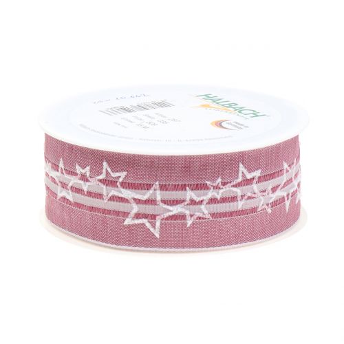 Floristik24 Nastro natalizio con stella rosa antico 35mm 15m