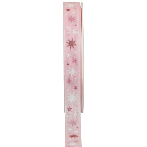Nastro regalo natalizio nastro rosa motivo stella 15 mm 20 m