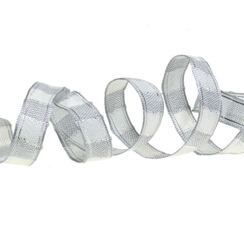 Floristik24 Nastro natalizio grigio 15mm 15m