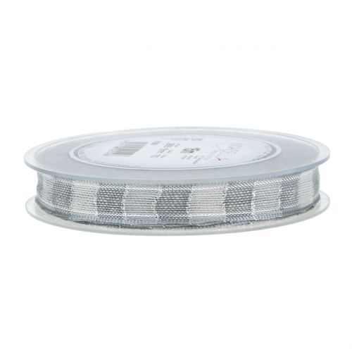 Floristik24 Nastro natalizio grigio 15mm 15m