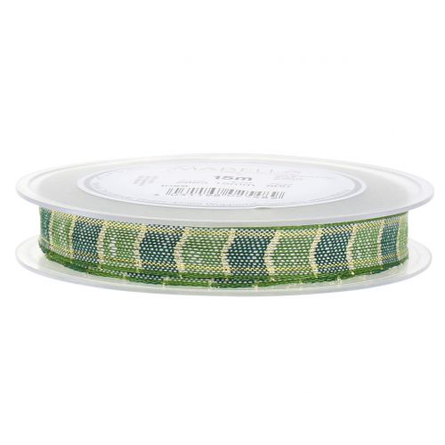 Floristik24 Nastro natalizio verde 15mm 15m