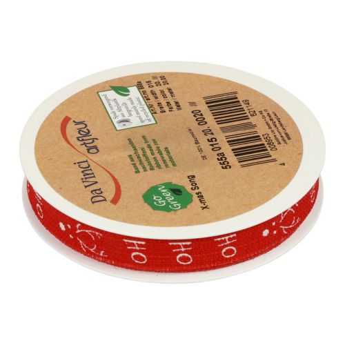 Prodotto Nastro regalo Natale Nastro natalizio Hohoho Rosso 15 mm 20 m
