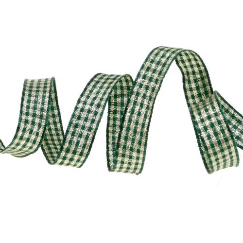 Floristik24 Plaid natalizio a nastro con mica verde 15mm 20m