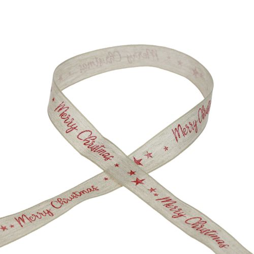 Prodotto Nastro natalizio Buon Natale lino rosso naturale 25mm 15m