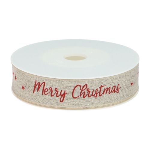 Prodotto Nastro natalizio Buon Natale lino rosso naturale 25mm 15m