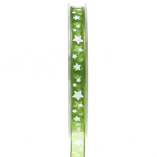 Floristik24 Nastro natalizio in organza verde con stella 10mm 20m
