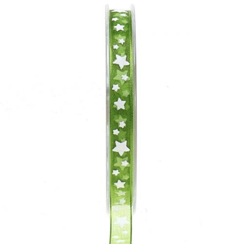Nastro natalizio in organza verde con stella 10mm 20m