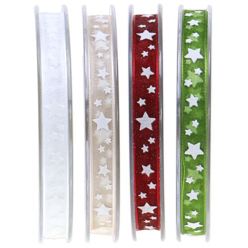 Prodotto Nastro natalizio in organza con motivo a stella 10mm 20m