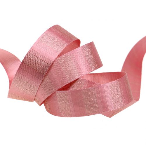 Floristik24 Nastro natalizio con filo d'oro Rosa 25mm 20m