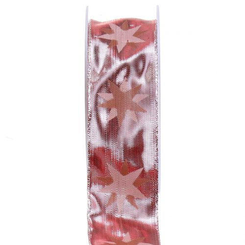 Floristik24 Nastro natalizio olografico rosa, argento 40mm 20m