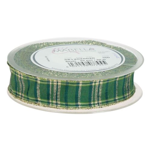 Prodotto Nastro decorativo Nastro natalizio scozzese verde oro 25mm 20m