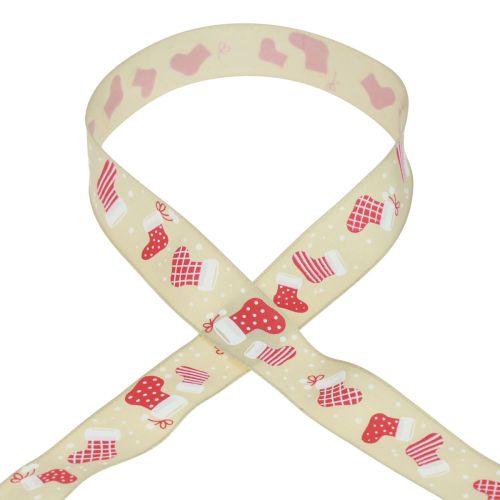 Prodotto Stivali con nastro natalizio nastro regalo beige rosso 25 mm 15 m