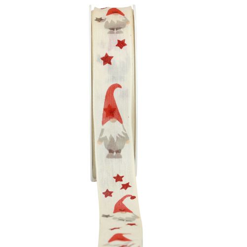 Prodotto Nastro regalo Nastro natalizio gnomo crema 25mm 20m