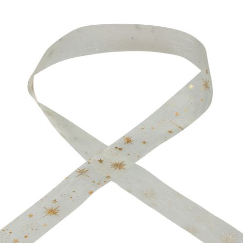 Prodotto Nastro natalizio, nastro di organza motivo stella bianco 25mm 25m