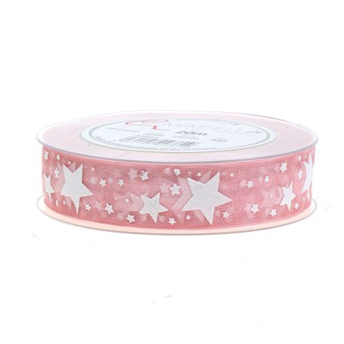 Floristik24 Nastro natalizio con motivo rosa 25mm 20m