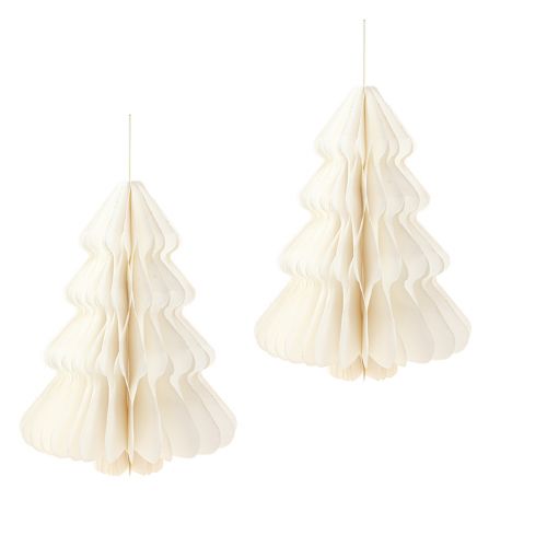 Prodotto Albero di Natale in carta di abete da appendere bianco 40 cm 2 pezzi