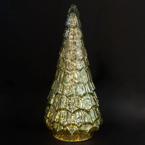 Floristik24 Albero di Natale con illuminazione a LED vintage verde oro 38cm