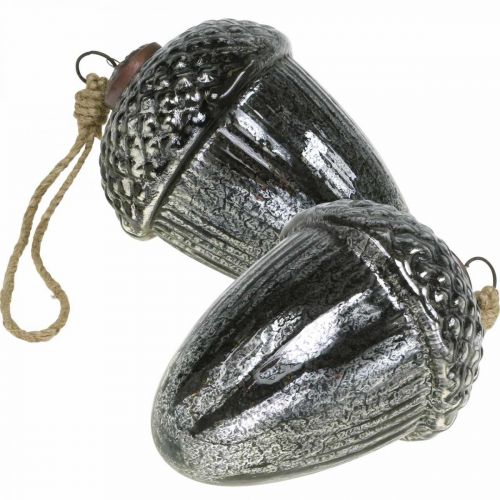 Prodotto Decorazione albero di Natale vintage ghianda ciondolo natalizio in vetro H14cm Ø10cm 2pz