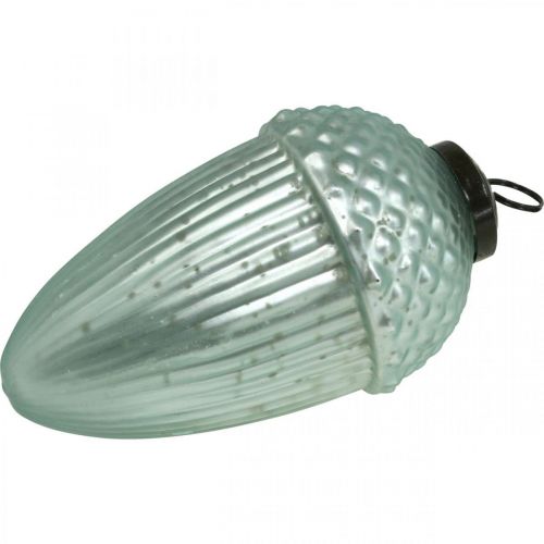 Floristik24 Ornamenti per alberi di Natale ghianda vetro menta 11-14,5 cm set di 3
