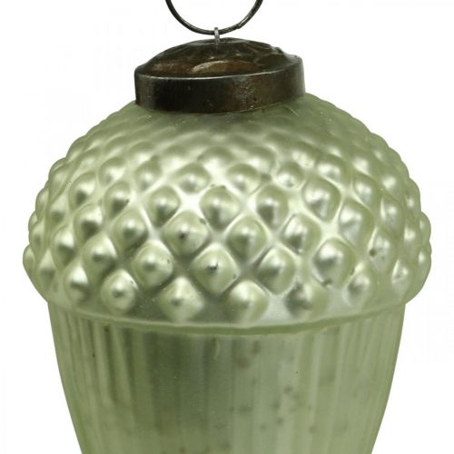 Floristik24 Ornamenti per alberi di Natale Ghianda in vetro verde 11-14,5 cm Set di 3