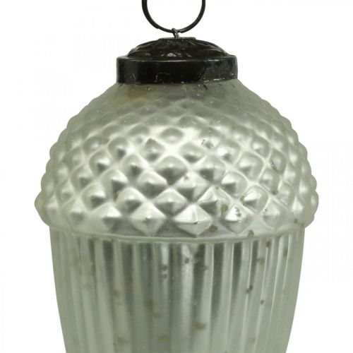 Floristik24 Ornamenti per alberi di Natale ghianda in vetro verde chiaro 11-14,5 cm set di 3