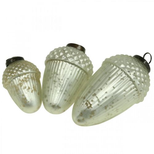 Floristik24 Ornamenti per alberi di Natale ghianda in vetro verde chiaro 11-14,5 cm set di 3