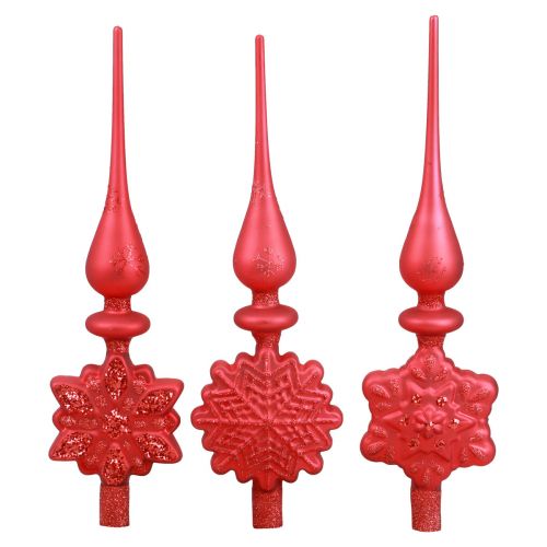 Prodotto Puntale per albero di Natale rosso Puntale per albero di Natale in vetro H34cm 1 pezzo