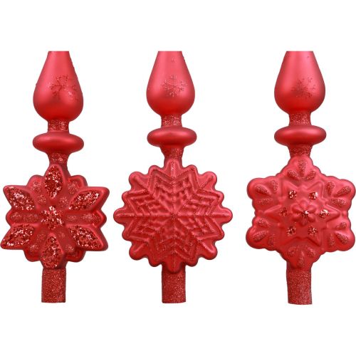 Prodotto Puntale per albero di Natale rosso Puntale per albero di Natale in vetro H34cm 1pz