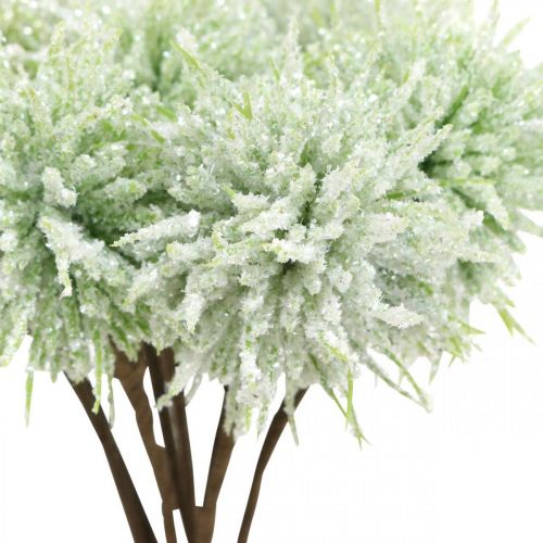 Floristik24 Fiori di Natale glitter fiori artificiali Verde di Natale in un mazzo 4 pezzi
