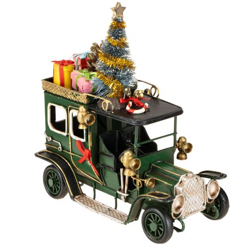 Floristik24 Decorazione natalizia auto Auto natalizia vintage verde 15×7×16cm