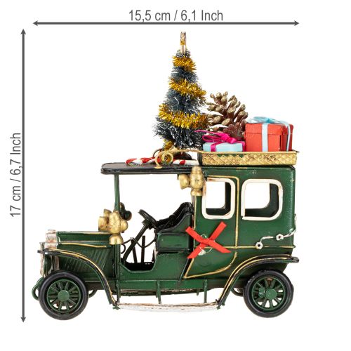 Prodotto Decorazione natalizia auto Auto natalizia vintage verde 15×7×16cm