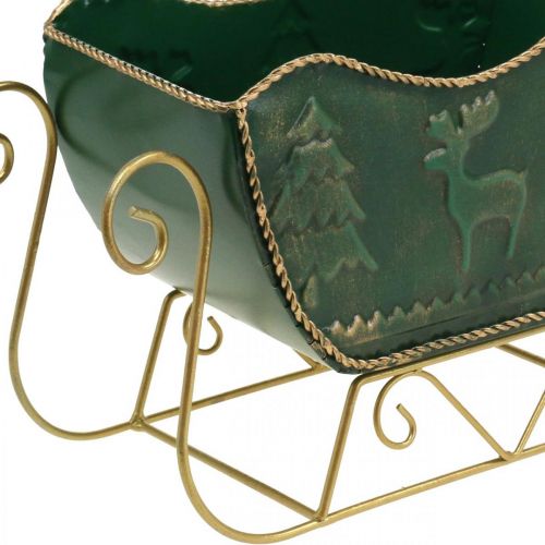 Floristik24 Decorazione natalizia Slitta decorativa Slitta natalizia verde/oro 30×12,5×20 cm